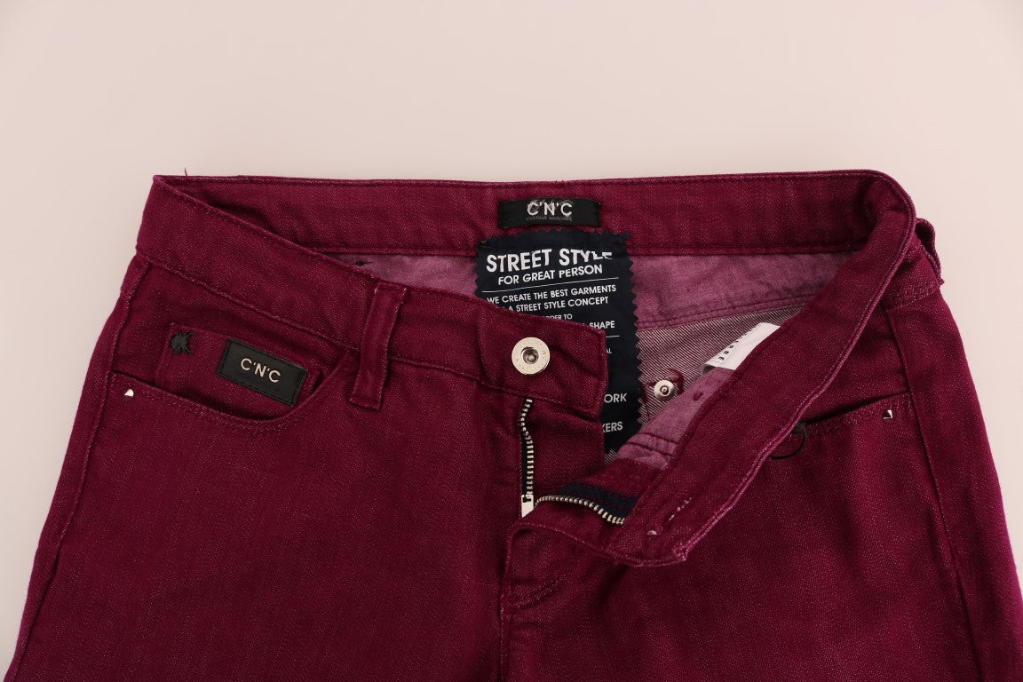 Sleek Red Straight Fit Luxury Jeans - SEHABRANDS