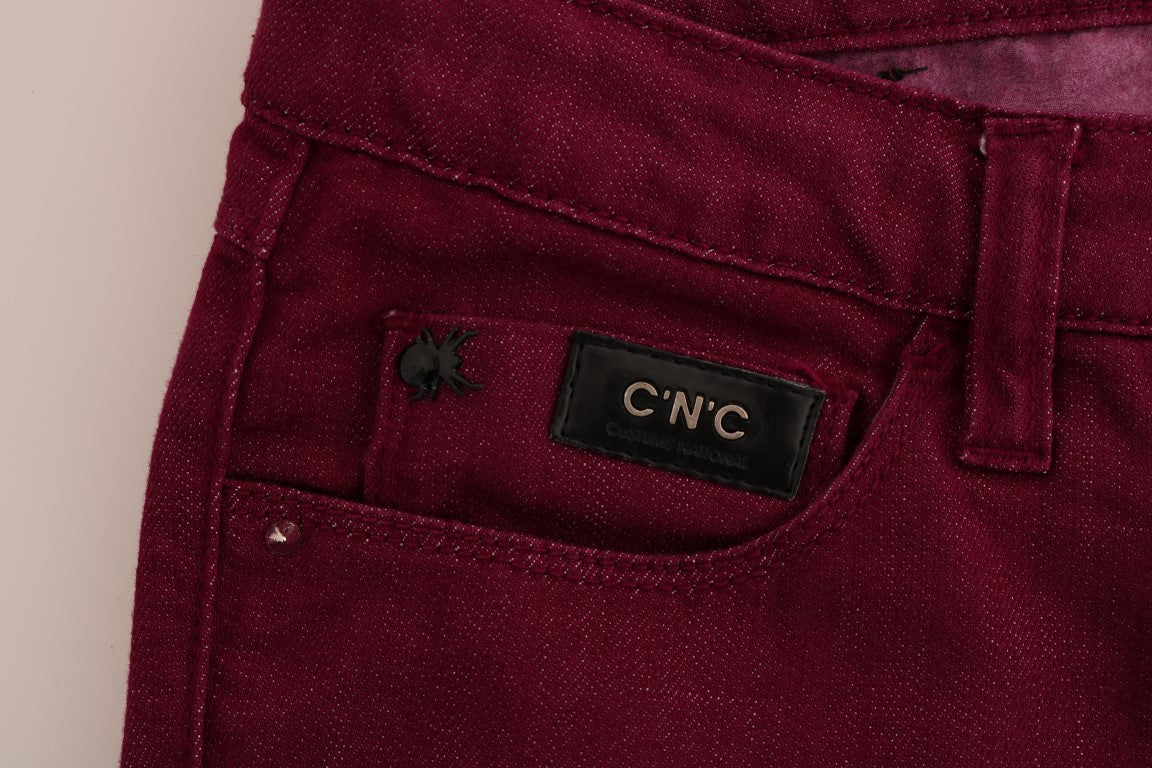 Sleek Red Straight Fit Luxury Jeans - SEHABRANDS