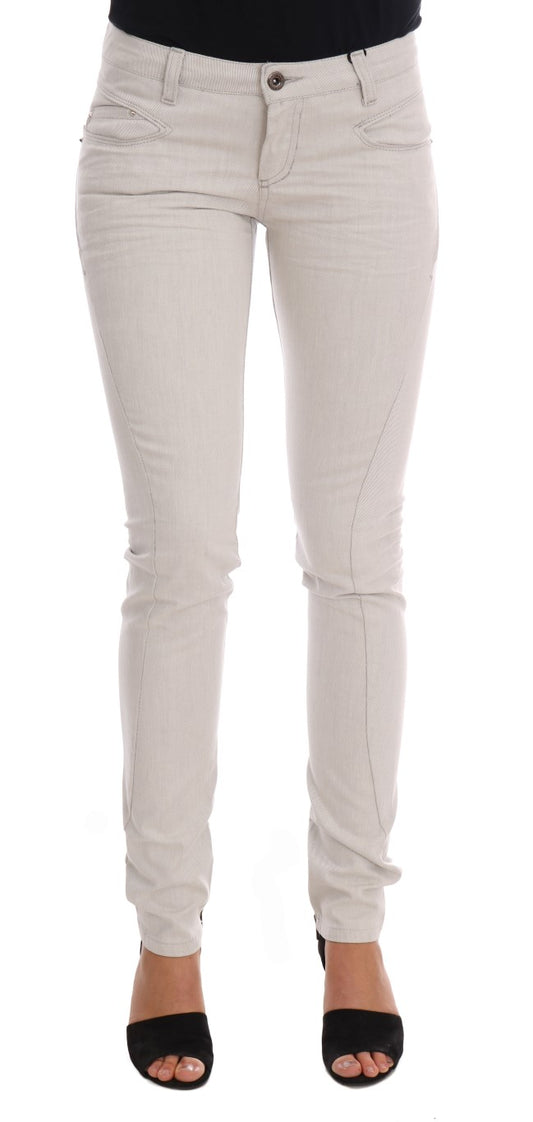 Chic White Slim-Fit Stretch Jeans - SEHABRANDS