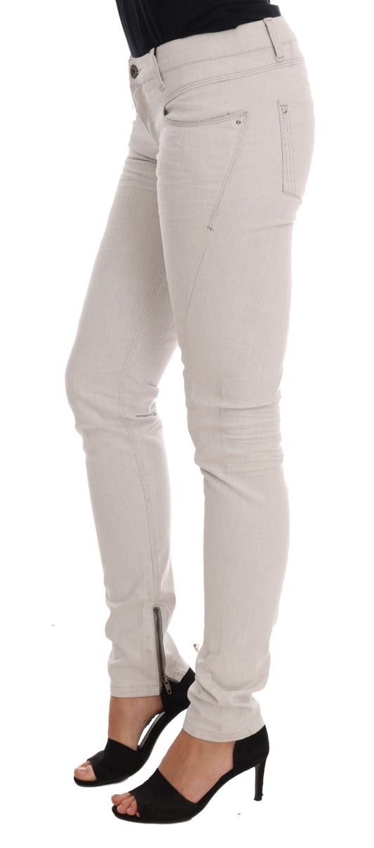 Chic White Slim-Fit Stretch Jeans - SEHABRANDS