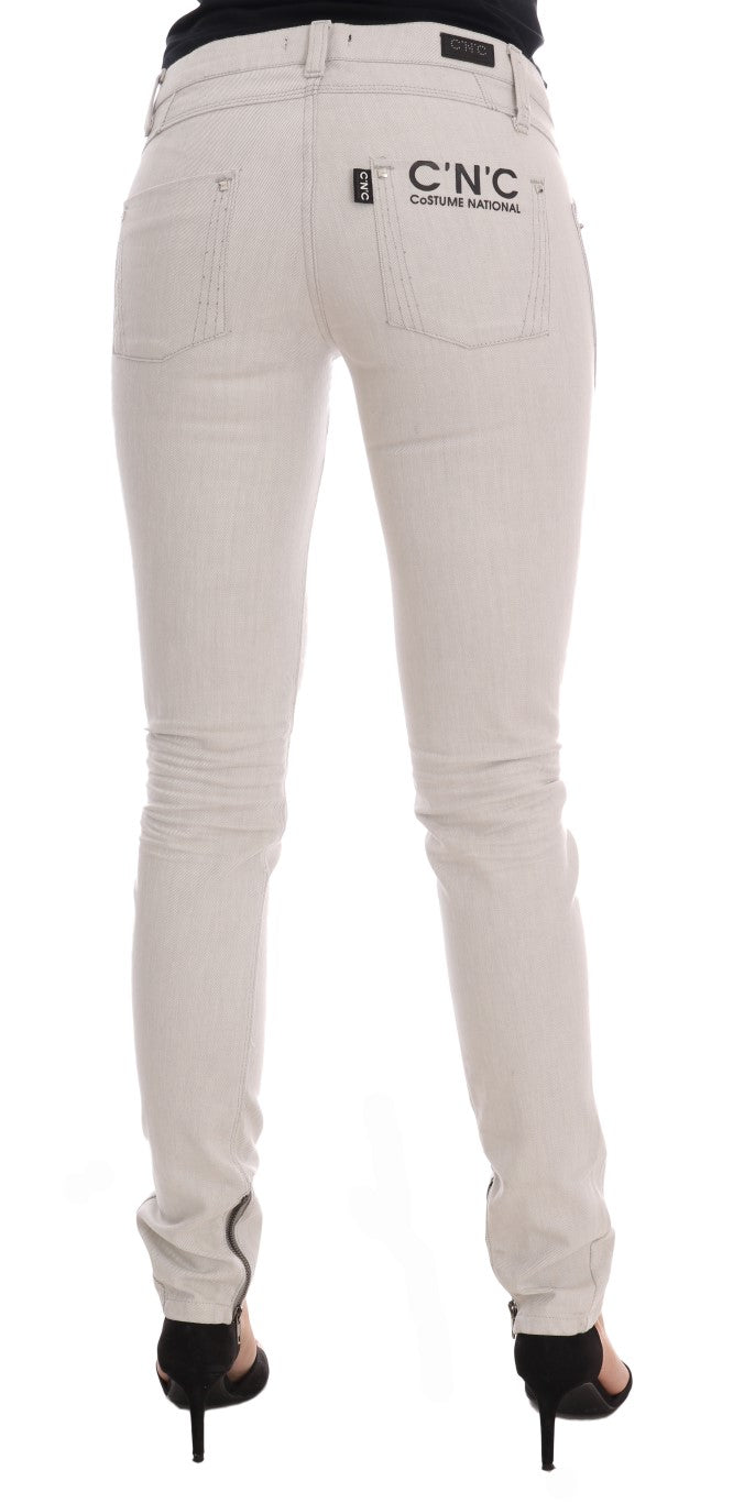 Chic White Slim-Fit Stretch Jeans - SEHABRANDS