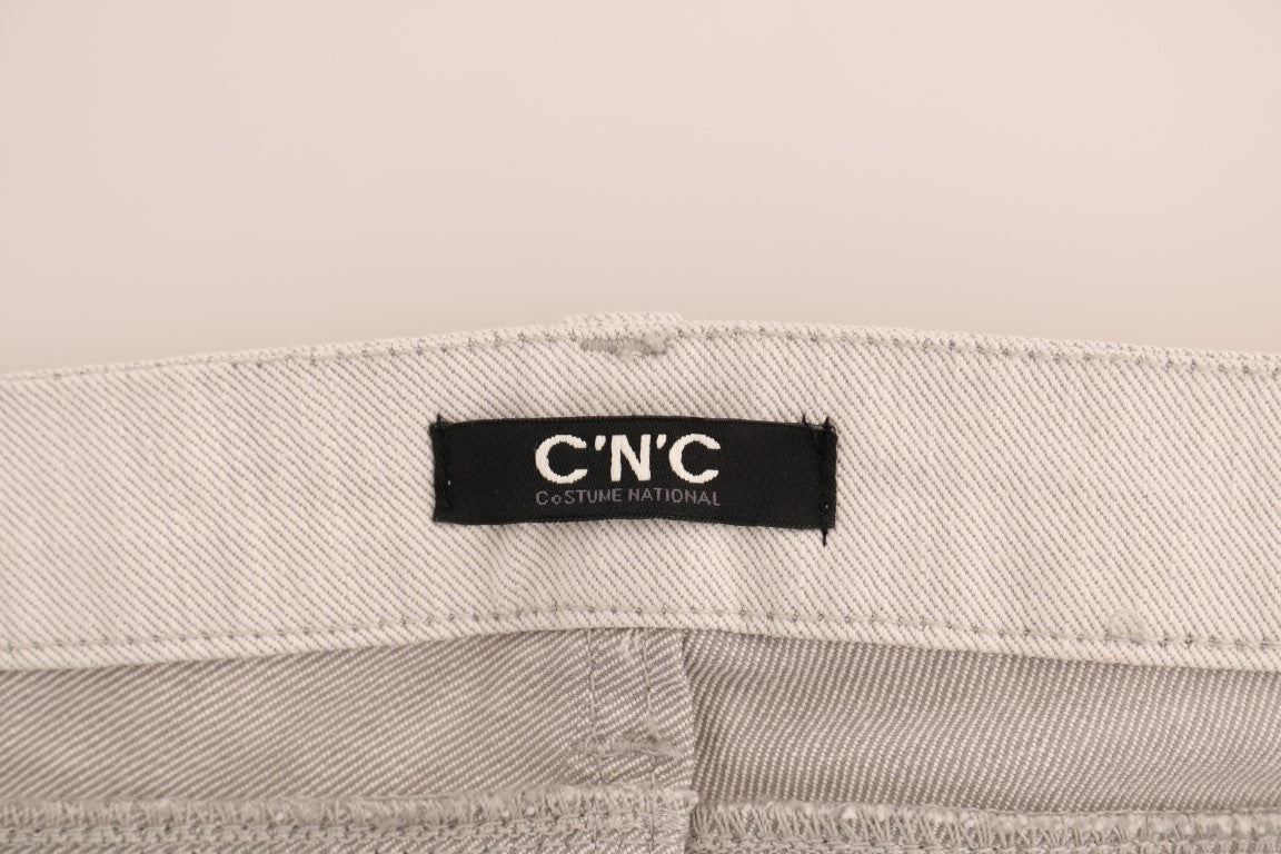 Chic White Slim-Fit Stretch Jeans - SEHABRANDS