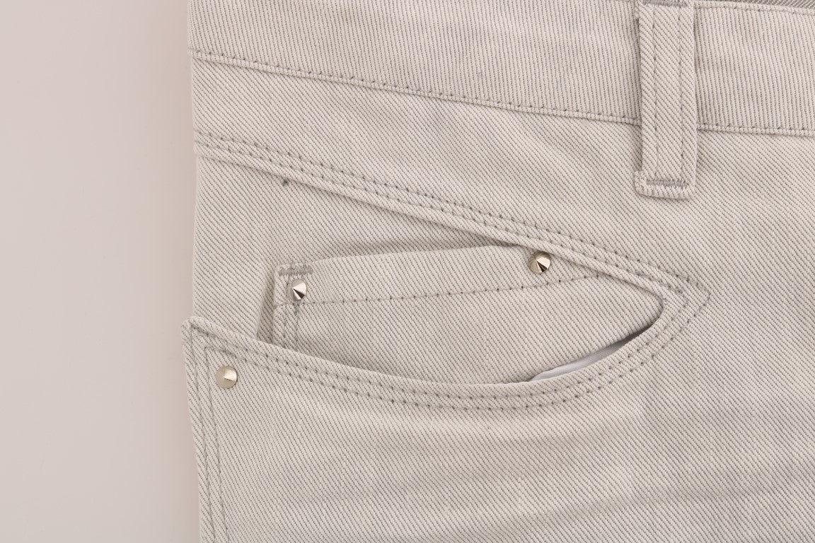 Chic White Slim-Fit Stretch Jeans - SEHABRANDS