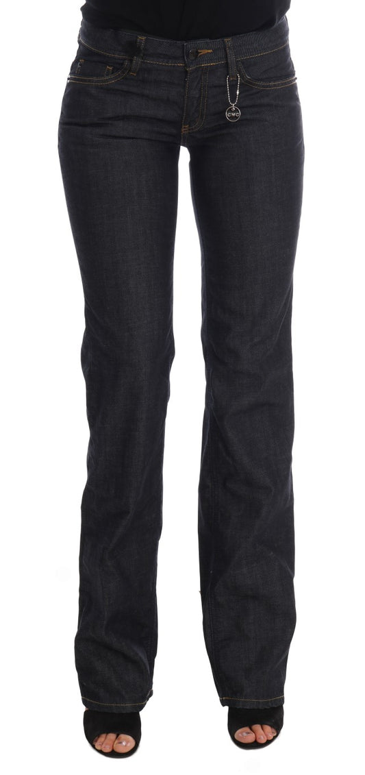 Chic Dark Blue Straight Fit Jeans - SEHABRANDS