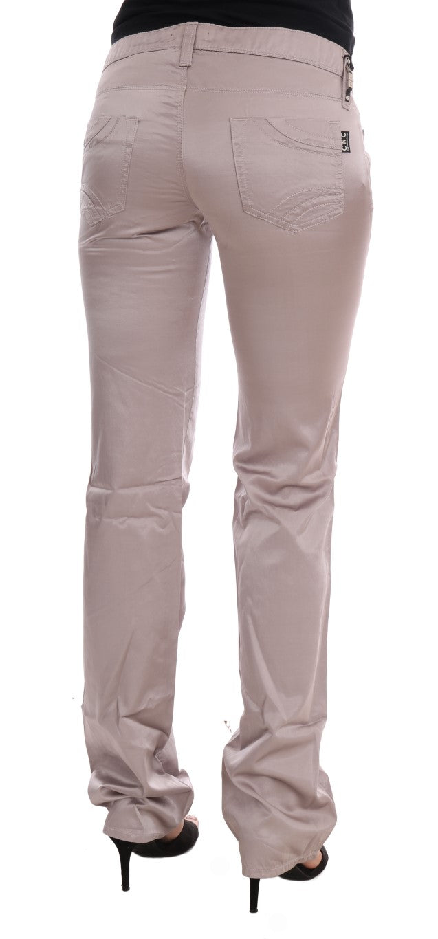 Chic Beige Slim Fit Designer Jeans - SEHABRANDS