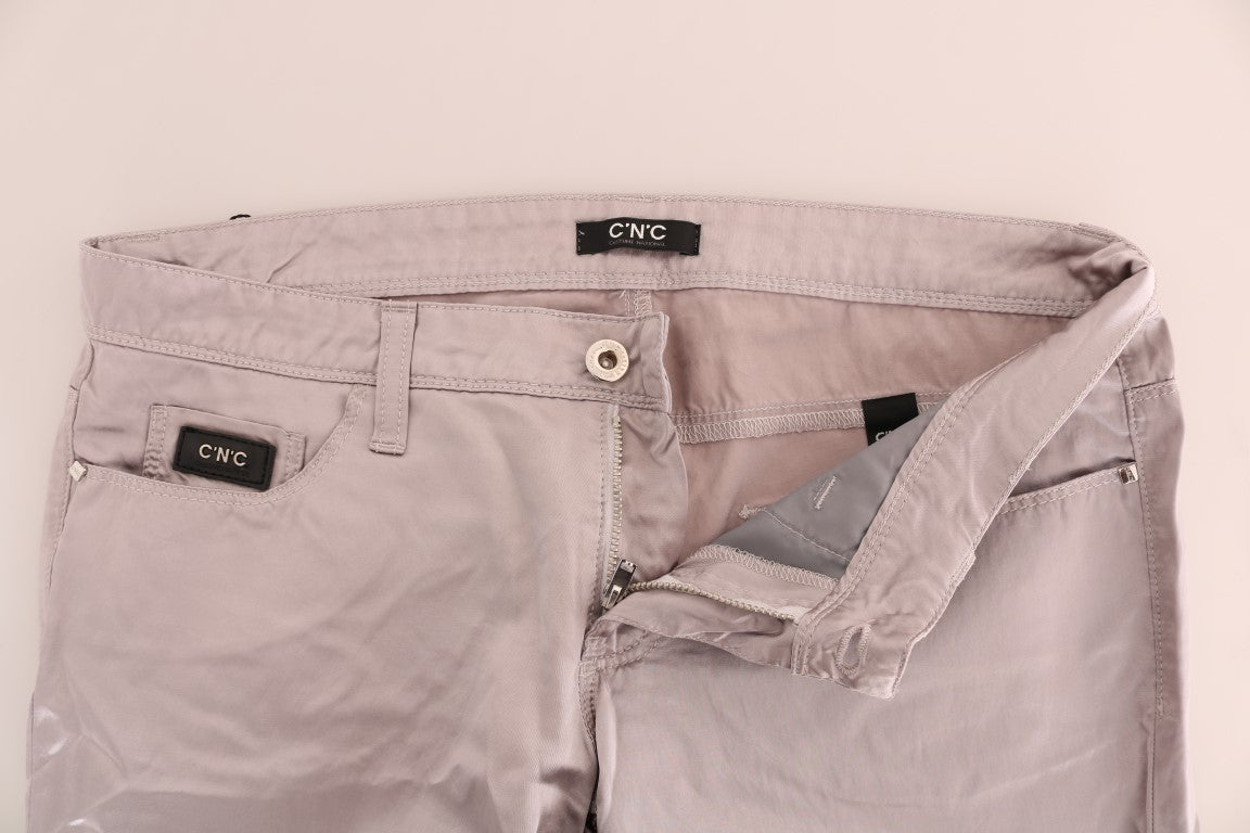 Chic Beige Slim Fit Designer Jeans - SEHABRANDS