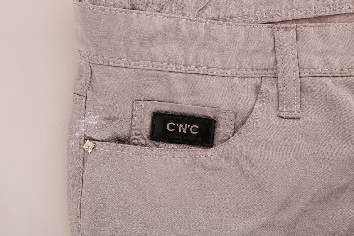 Chic Beige Slim Fit Designer Jeans - SEHABRANDS