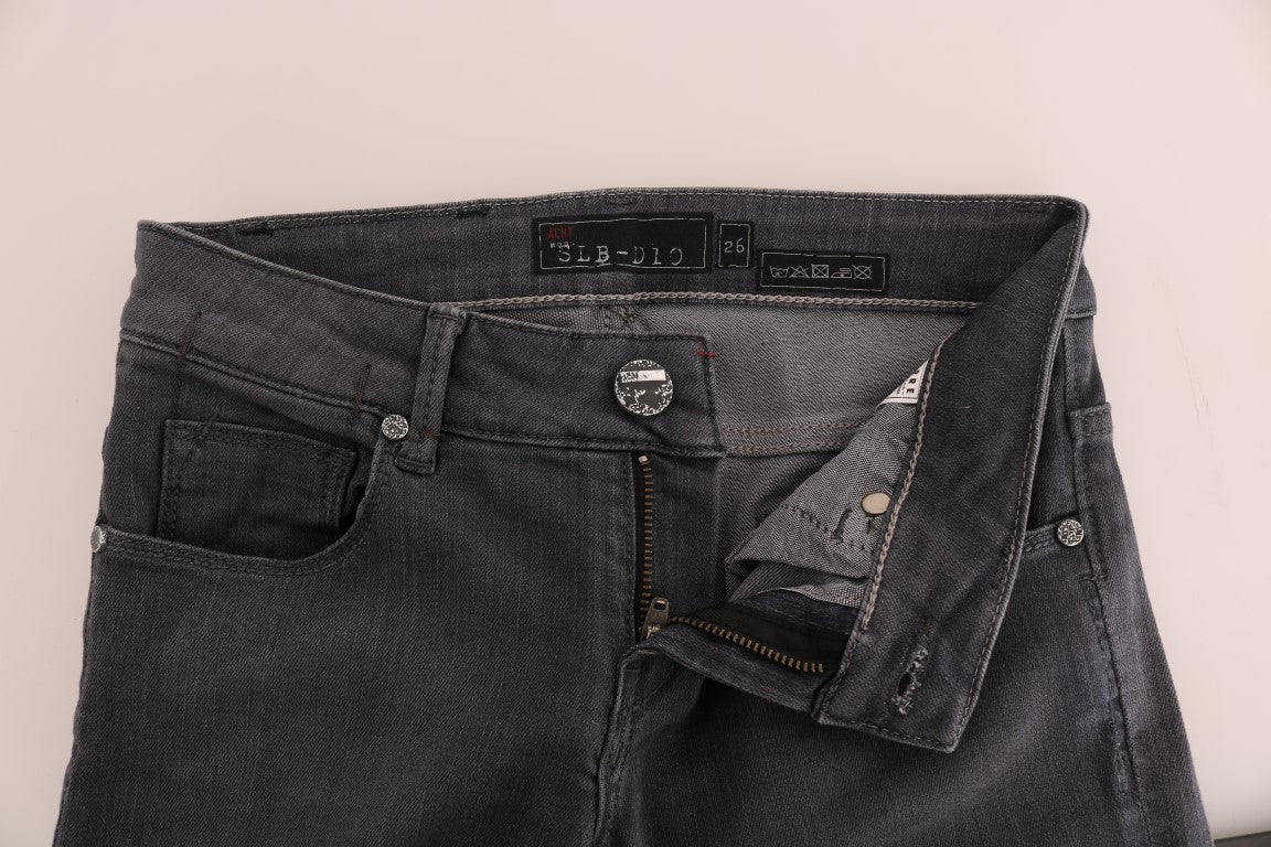 Sleek Gray Slim-Fit Designer Jeans - SEHABRANDS