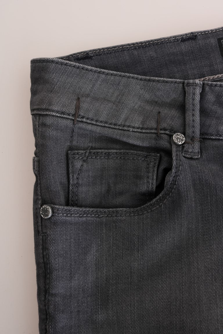 Sleek Gray Slim-Fit Designer Jeans - SEHABRANDS