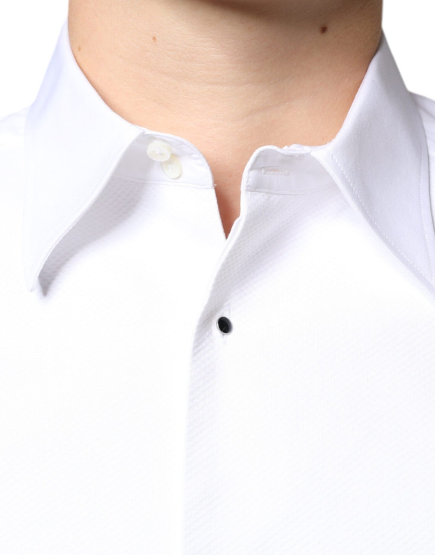 Dolce & Gabbana White Bib Cotton Poplin Formal Dress Shirt