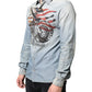 Light Blue Printed Cotton Denim Long Sleeves Shirt - SEHABRANDS