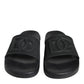 Dolce & Gabbana Black Rubber Slides Sandals Beachwear Shoes