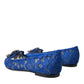 Dolce & Gabbana Blue Lace Crystal Ballet Flats Loafers Shoes