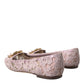 Dolce & Gabbana Pink Lace Crystal Ballet Flats Loafers Shoes