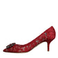 Dolce & Gabbana Red Taormina Lace Crystal Heels Pumps Shoes