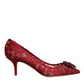 Dolce & Gabbana Red Taormina Lace Crystal Heels Pumps Shoes