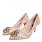 Dolce & Gabbana Beige Taormina Lace Crystal Heels Pumps Shoes