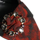 Dolce & Gabbana Black Red Floral Crystal Heel Slingback Shoes