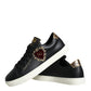 Dolce & Gabbana Black Portofino Sacred Heart Sneakers Shoes