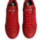 Dolce & Gabbana Red Leather Low Top Women Sneakers Shoes