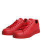 Dolce & Gabbana Red Leather Low Top Women Sneakers Shoes