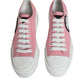 Dolce & Gabbana Pink White Canvas Logo Low Top Sneakers Shoes