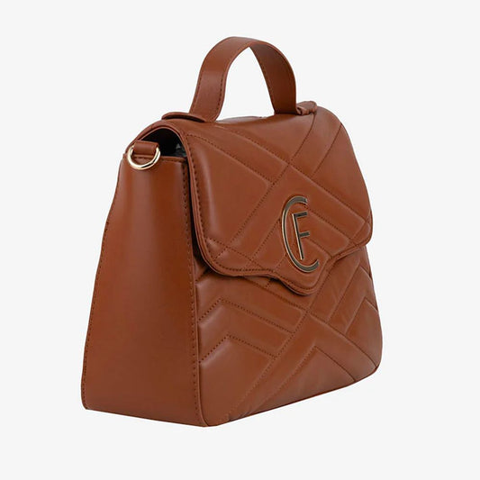 Brown Artificial Leather Crossbody Bag - SEHABRANDS