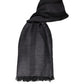 GF Ferre Dark Gray Wool Viscose Foulard Patterned Scarf