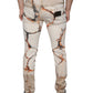 Dolce & Gabbana Beige Cotton Dye Slim Fit Men Denim Jeans