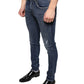 Dolce & Gabbana Dark Blue Washed Cotton Skinny Denim Jeans