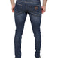 Dolce & Gabbana Dark Blue Washed Cotton Skinny Denim Jeans