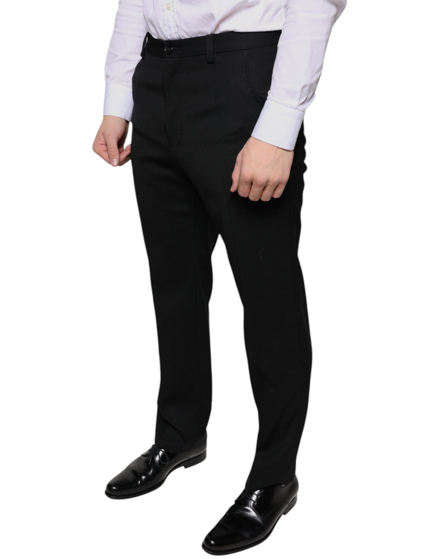 Dolce & Gabbana Black Wool Skinny Men Dress Pants