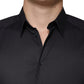 Dolce & Gabbana Black Cotton Stretch Dress GOLD Formal Shirt