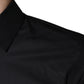 Dolce & Gabbana Black Cotton Stretch Dress GOLD Formal Shirt