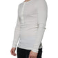 Dolce & Gabbana White Cotton Henley Crew Neck Pullover Sweater