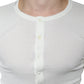 Dolce & Gabbana White Cotton Henley Crew Neck Pullover Sweater