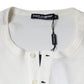 Dolce & Gabbana White Cotton Henley Crew Neck Pullover Sweater