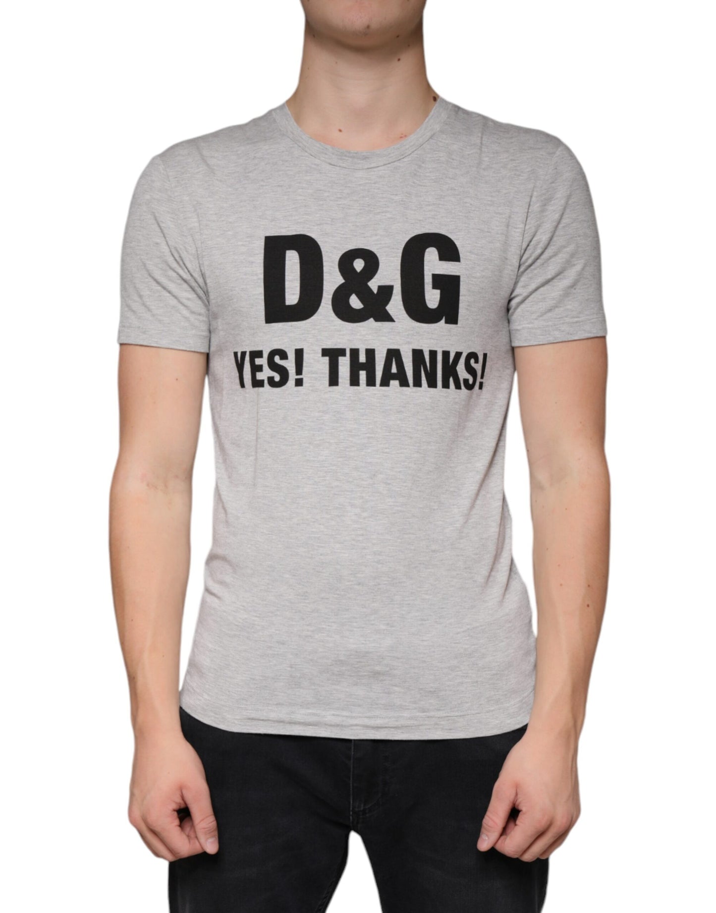 Dolce & Gabbana Gray Logo Print Crewneck Short Sleeve T-shirt