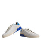 Dolce & Gabbana White Blue Perforated Low Top Sneakers Shoes