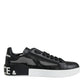 Dolce & Gabbana Black Calf Leather Portofino Sneakers Shoes