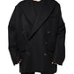 Dolce & Gabbana Black Wool Double Breasted Men Coat Jacket