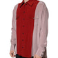 Dolce & Gabbana Red Pink Silk Collared Button Down Shirt