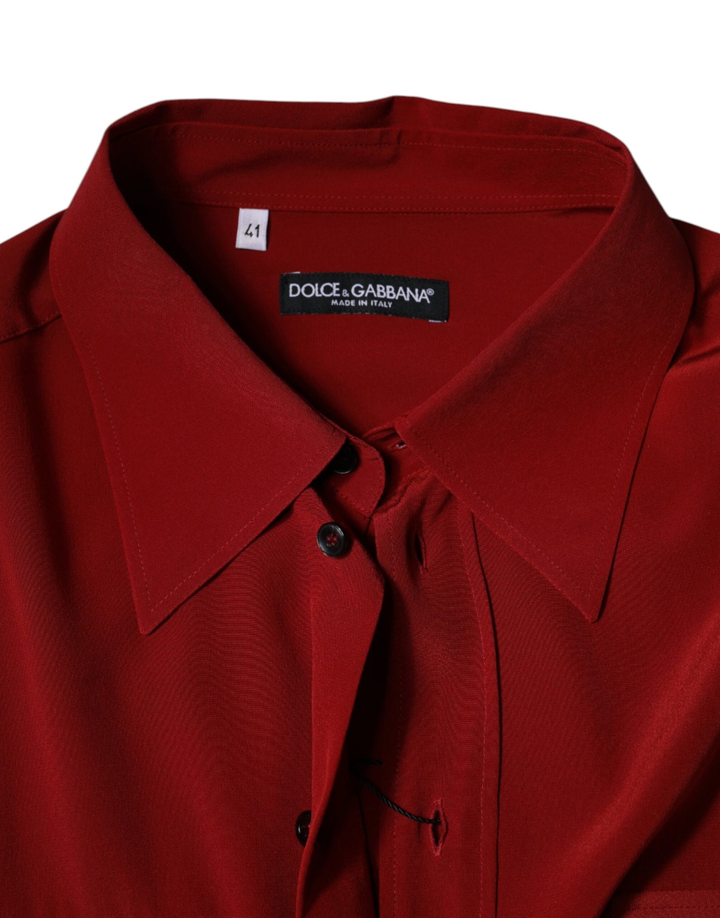 Dolce & Gabbana Red Pink Silk Collared Button Down Shirt