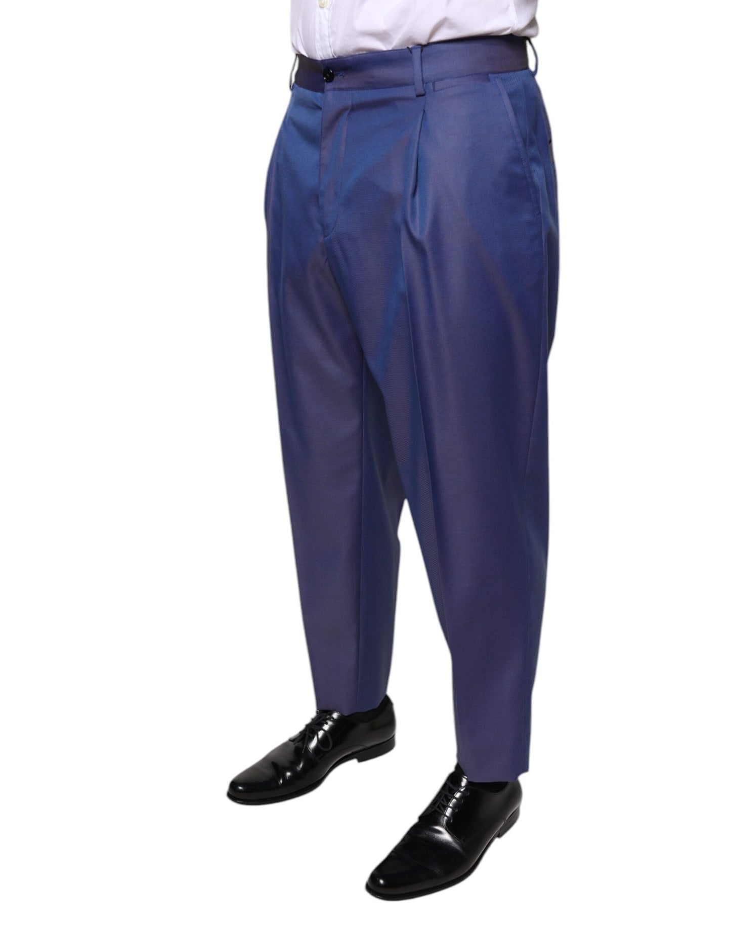 Dolce & Gabbana Blue Wool Tapered Formal Dress Pants