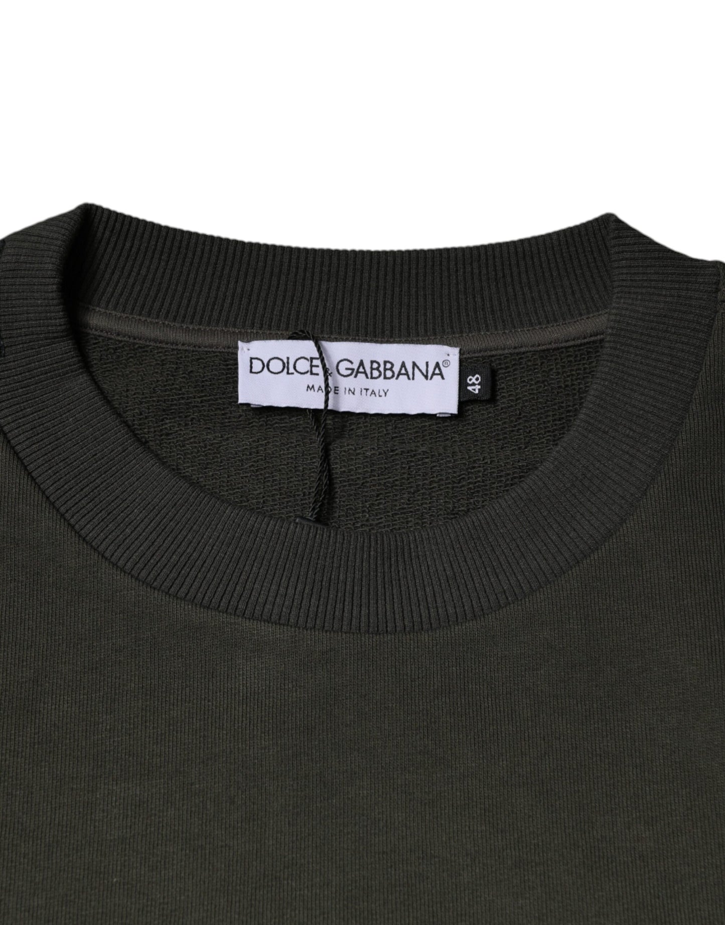 Dolce & Gabbana Army Green Crown Cotton Sweatshirt Sweater