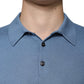 Dolce & Gabbana Sky Blue Silk Collared Men Pullover Sweater