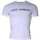 Dolce & Gabbana White Logo Print Cotton Crew Neck T-shirt