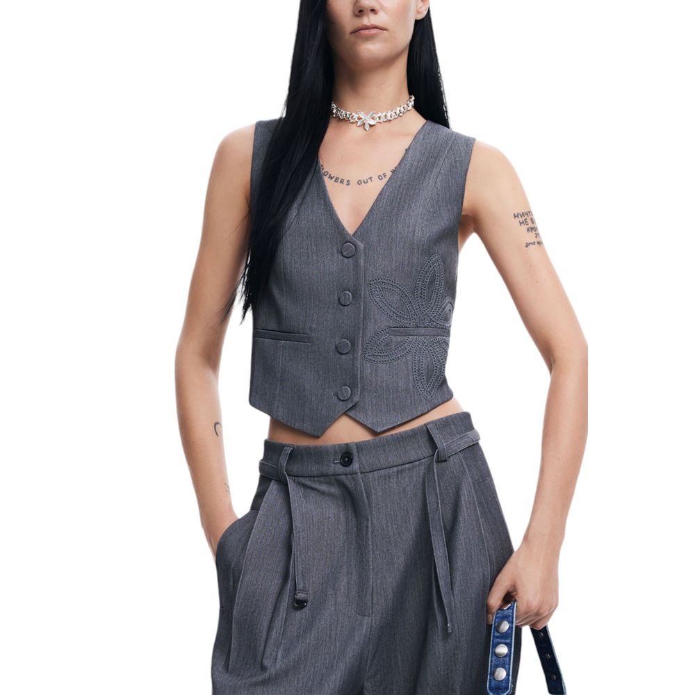 Desigual Gray Polyester Vest