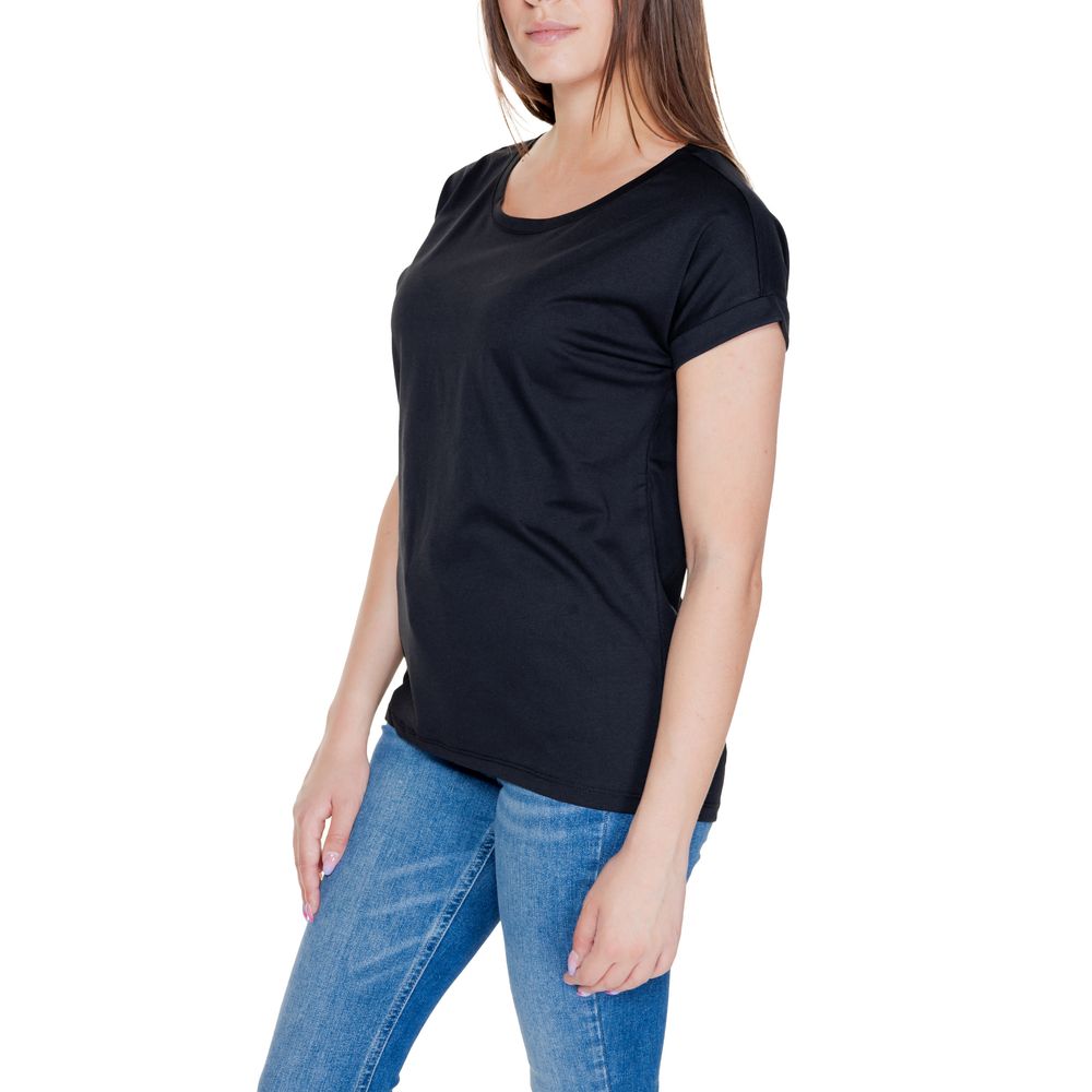 Vila Clothes Black Cotton Tops & T-Shirt