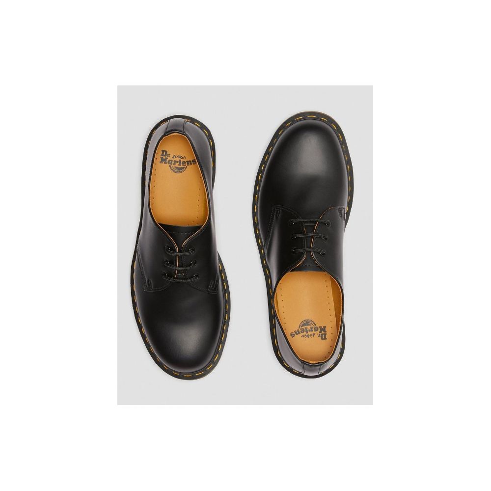 Dr. Martens Black Leather Flat Shoe